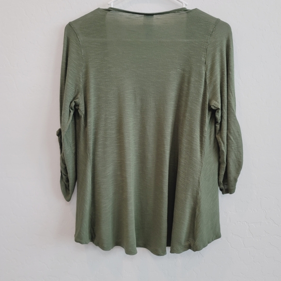 💕 Annabelle Open Front Green Cardigan Women's Size Large - Picture 5 of 13
